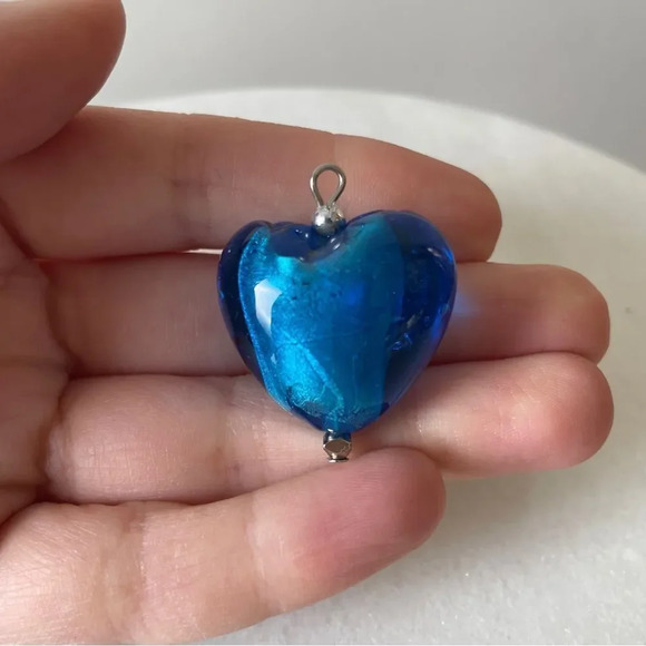 Blue Murano glass  heart shaped pendant‎ - Picture 3 of 7